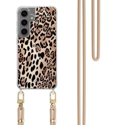 Samsung Galaxy S24 hoesje met beige koord - Golden wildcat Samsung Galaxy S24 hoesje met beige koord - Golden wildcat