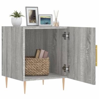 Nachtkastjes 2 st 40x40x50 cm bewerkt hout grijs sonoma eiken