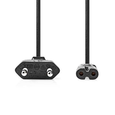 Nedis CEGL11042BK20 Stroomkabel Euro Male Iec-320-c7 Recht Recht Vernikkeld 2.00 M Gekruld Pvc Zwart Label