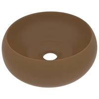 VidaXL Wastafel rond 40x15 cm keramiek matcrème - thumbnail