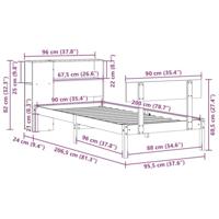 Bed met boekenkast zonder matras massief grenenhout 90x200 cm - thumbnail