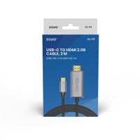 USB-C naar HDMI 2.0B kabel, 2m, zilver/zwart, gouden tips, SAVIO CL-171 - thumbnail