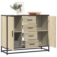 Dressoir 92x35x76 cm bewerkt hout sonoma eikenkleurig - thumbnail