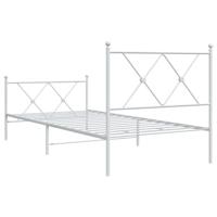 Bedframe met hoofd- en voeteneinde metaal wit 90x200 cm - thumbnail