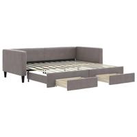 Slaapbank met onderschuifbed en lades 90x200 cm stof taupe - thumbnail