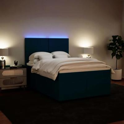 Boxspring met matras fluweel blauw 140x200 cm