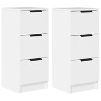 Dressoirs 2 st 30x30x70 cm bewerkt hout wit - thumbnail