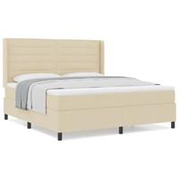 Boxspring bed met matras met hoofdeinde Crème 180 x 200 cm Stof - thumbnail