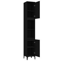 Badkamerkast 30x30x190 cm bewerkt hout zwart - thumbnail