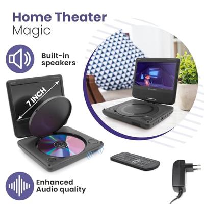 Draagbare DVD Speler Auto - 7 Inch Scherm - Incl Hoofdsteun Montagesysteem (MPD107) Draagbare DVD Speler Auto - 7 Inch Scherm - Incl Hoofdsteun Montagesysteem (MPD107)