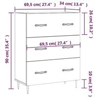 Dressoir 69,5x34x90 cm bewerkt hout grijs sonoma eikenkleurig - thumbnail