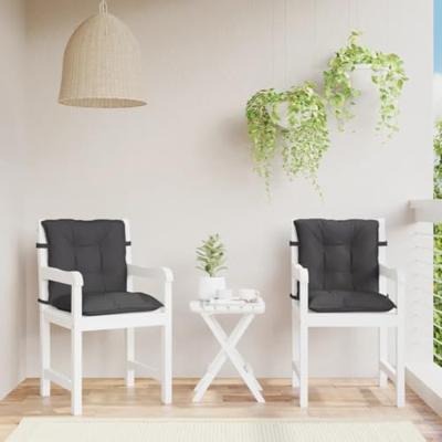 VidaXL Stoelkussens 2 st lage rug 100x50x7 cm stof gemêleerd antraciet - thumbnail
