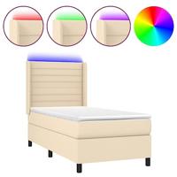 Boxspring met matras en LED stof crèmekleurig 80x200 cm - thumbnail
