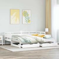 Slaapbank met onderschuifbed/lades zonder matras 90x190 cm wit - thumbnail