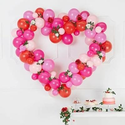 Ballon Decoratie Set Met Hart Frame Roze/Rood