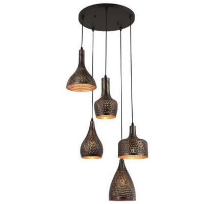 Freelight Hanglamp Fueco 5 lichts Ø 40 cm bruin zwart
