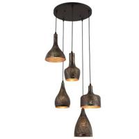 Freelight Hanglamp Fueco 5 lichts Ø 40 cm bruin zwart - thumbnail