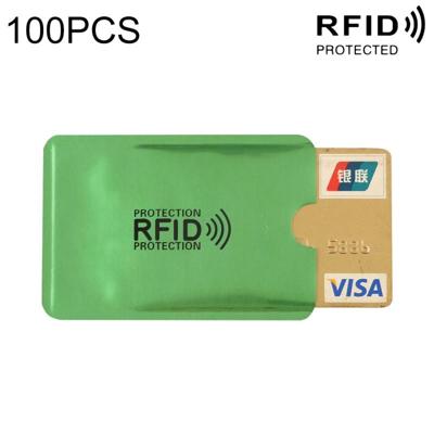 100 stuks aluminiumfolie RFID blokkeren credit card ID Bank kaart geval kaarthouder cover grootte: 9 x 6.3 cm (groen)