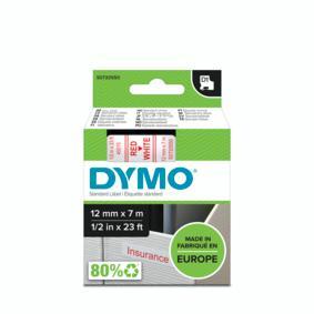 Dymo D1 Tape Casette 12 mm x 7 m rood op wit 45015
