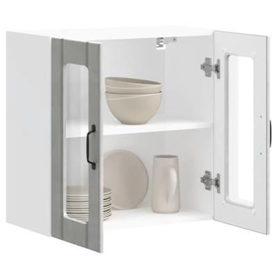 Keukenbovenkast met glazen deur Lucca bewerkt hout betongrijs