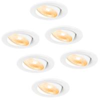 Set van 6 Malta LED inbouwspots - 5 Watt 480 lumen - Dim to warm - Rond - Kantelbaar - IP44 waterdicht - Wit - Incl. Quick Connector box - thumbnail