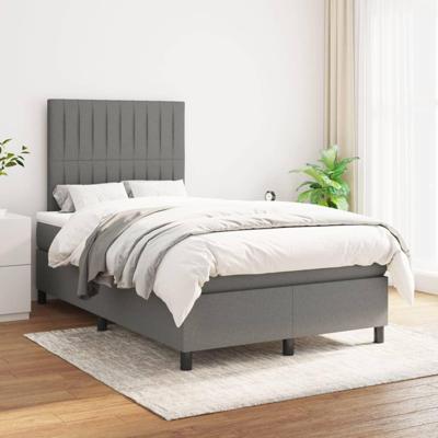 Boxspring met matras stof donkergrijs 120x200 cm
