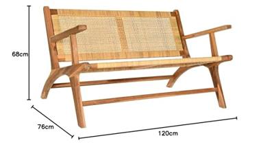 Bank DKD Home Decor Bruin Natuurlijk 120 x 76 x 68 cm