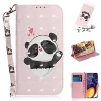 3D gekleurde tekening hart Panda patroon horizontale Flip lederen case voor Galaxy A60 met houder & card slots & portemonnee - thumbnail