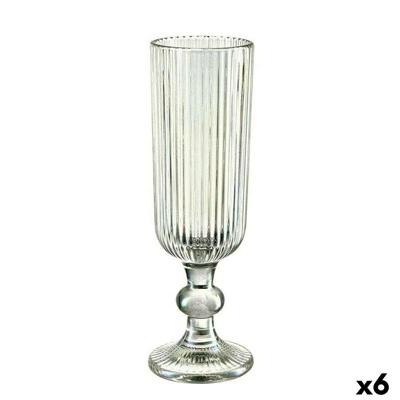 Champagneglas Vivalto Groen Glas 160 ml Strepen (6 Stuks)