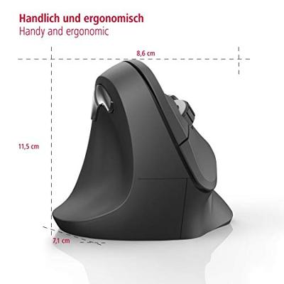 Hama Verticale Ergo. Draadloze Muis Voor Linksh. EMW-500L 6 Knoppen Zwart