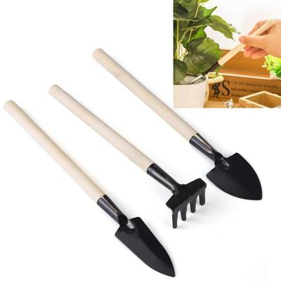 Hark schop graven Troffel 3 in 1 houten handvat metaal hoofd Mini tuin Plant hulpmiddel tuinieren Tool