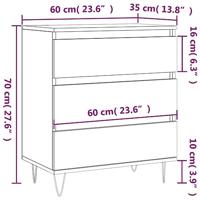 Dressoir 60x30x75 cm bewerkt hout grijs sonoma eikenkleurig - thumbnail
