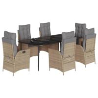 7-delige Tuinset met kussens poly rattan beige - thumbnail