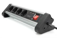 Digitus DA-70614 power uitbreiding Indoor 1.5 m 4 AC outlet(s) Black,Silver - thumbnail