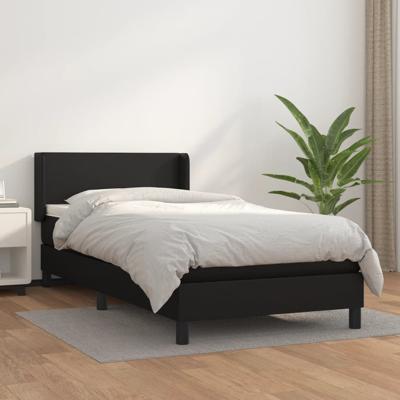 Boxspring met matras kunstleer zwart 140x190 cm - thumbnail