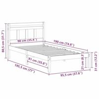 Bedframe Bruin Massief grenenhout - thumbnail