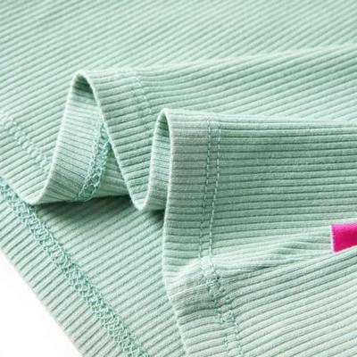 Kindershirt met lange mouwen lage col 128 donkermintkleurig