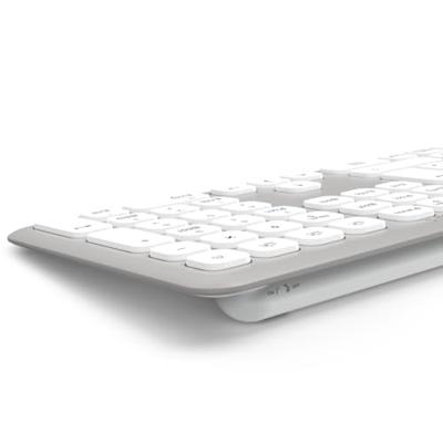 Hama Multi-Device-Tastatur-Maus-Set WKM-550, kabellos, Funk/BT, WS, QWERTZ DE Set met toetsenbord en muis Draadloos QWERTZ, Duits Grijs, Wit