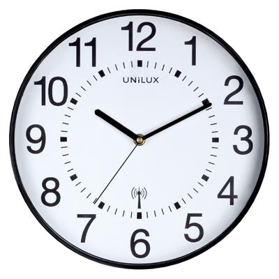 Unilux Wave wandklok, radiogestuurd, diameter 30 cm, zwart-wit