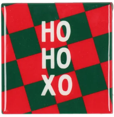 Daan Kromhout Design tegeltje keramiek ho ho xo 10x10cm rood, groen