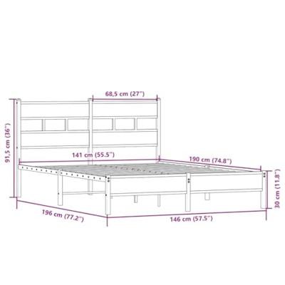 Bedframe zonder matras hout sonoma eikenkleurig 140x190 cm