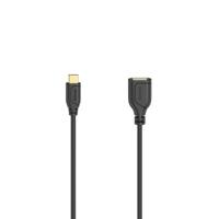 Hama USB C-kabel – OTG (USB 2.0, 480 Mbit/s, verguld, smal, 0,15 m) zwart - thumbnail
