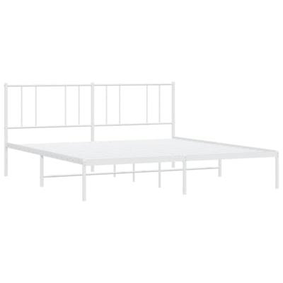 Bedframe met hoofdbord metaal wit 180x200 cm