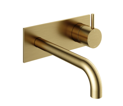 Hotbath Cobber afbouwdeel inbouw wastafelmengkraan met achterplaat en 18 cm uitloop geborsteld messing (goud) PVD CB006EXT18BBP Hotbath Cobber afbouwdeel inbouw wastafelmengkraan met achterplaat en 18 cm uitloop geborsteld messing (goud) PVD CB006EXT18BBP