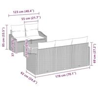 Tuinbankenset met kussen 6 pcs Zwart poly rattan - thumbnail
