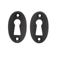 De Oude Deurklink Sleutelrozet - Ovaal mat zwart - thumbnail