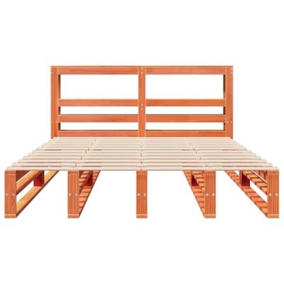 Bedframe zonder matras massief grenenhout wasbruin 140x200 cm