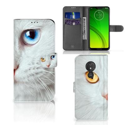 Motorola Moto G7 Power | Telefoonhoesje | Met pasjeshouder | Witte Kat