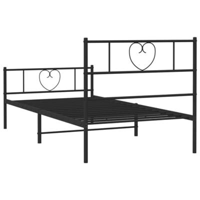 Bedframe met hoofd- en voeteneinde metaal zwart 75x190 cm Bedframe met hoofd- en voeteneinde metaal zwart 75x190 cm