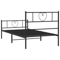 Bedframe met hoofd- en voeteneinde metaal zwart 100x200 cm - thumbnail